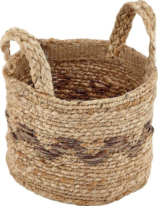 Liv Interior Panier de rangement en jute 16 x 16 cm, or/nature (1 x, 16 x 16 x 16 cm)