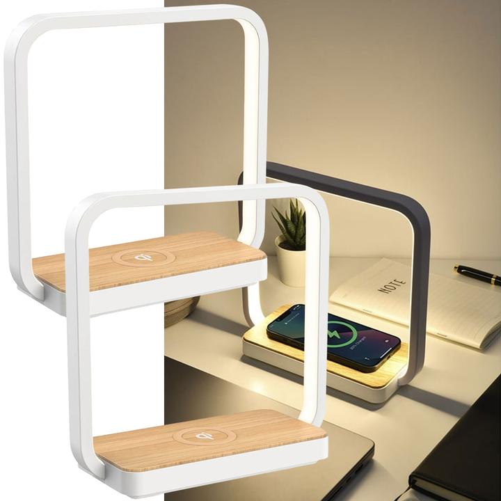 Immagine prodotto Wilit Set di 2 stazioni di ricarica wireless Qi, lampada da comodino a LED, 5 watt