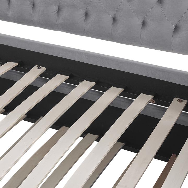 Produktbild Beliani Tagesbett ausziehbar Samtstoff grau Lattenrost 90 x 200 cm MONTARGIS (90 x 200 cm)