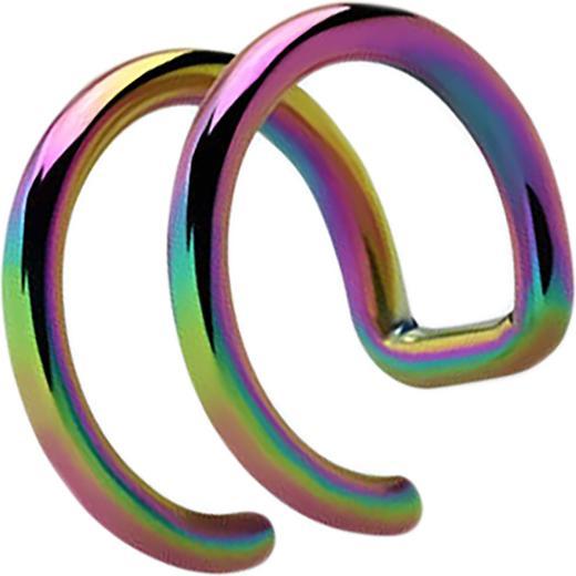 Produktbild Star Piercing Fake Ear Cuff farbig mit 2 Ringen (Chirurgenstahl 316L)