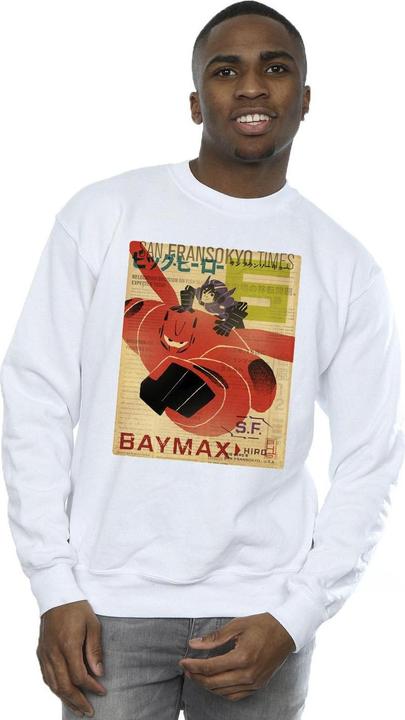 Actual product image Disney Mens Big Hero 6 Baymax Flying Baymax Newspaper Sweatshirt (S)