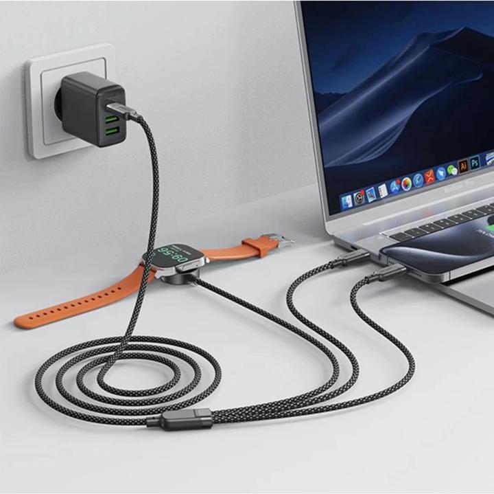 Produktbild Acefast C6-11 USB-C 3in1 Cable - 2x USB-C / Qi 480Mb/s 100W 1.2m - black (1.20 m, USB 3.2 Gen 2)