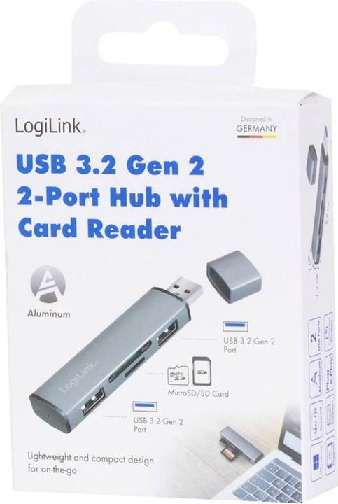 Image du produit LogiLink Lecteur de cartes USB 3.2 Hub 2-port grey (USB-A, 4 Ports)