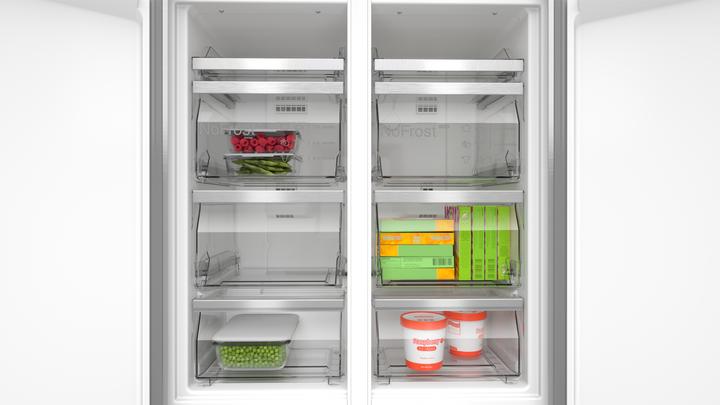 Actual product image Bosch Hausgeräte Series 4, Multi-door fridge-freezer, glass front, 189.5 x 85.5 cm, grey, KMC85LEEA (547 l)