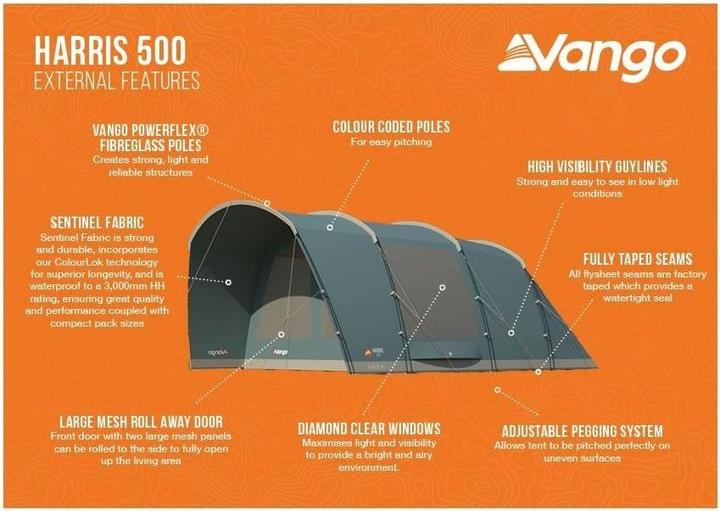 Image du produit Vango Harris 500 (Tente tunnel, 16.70 kg, 5 personnes)