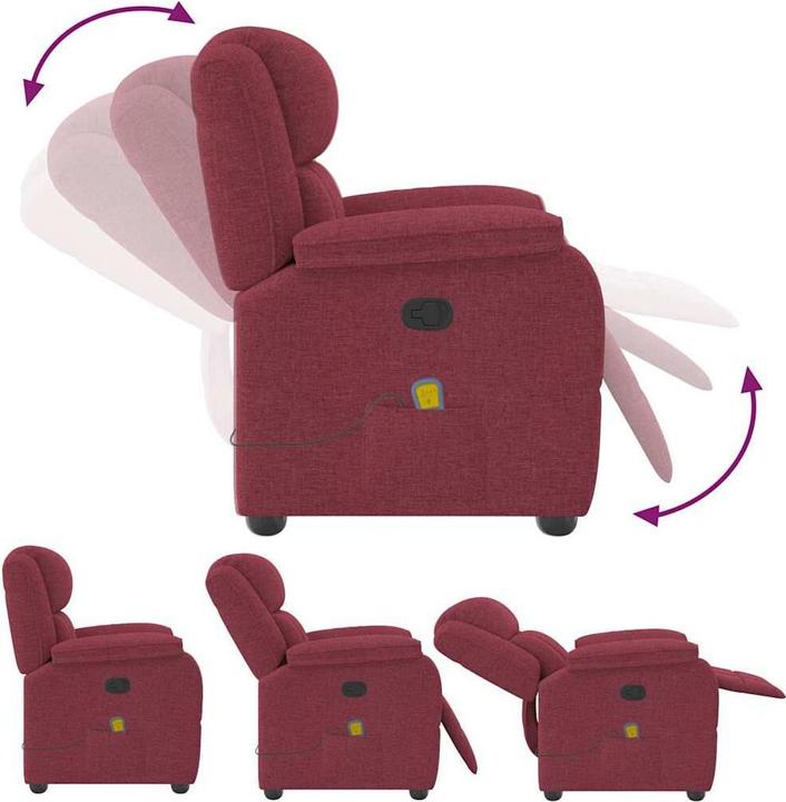 Productafbeelding VidaXL Massagefauteuil Wijnrode stof Massage TV-fauteuil