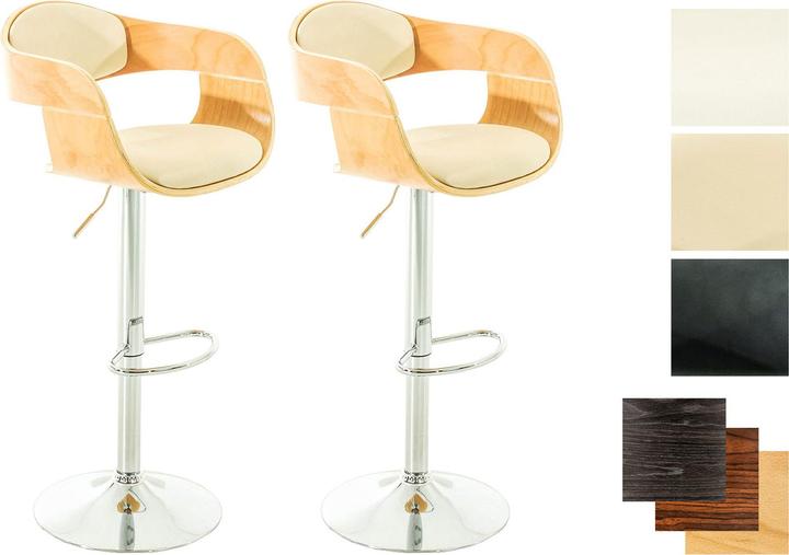 Image du produit CLP Lot de 2 tabourets de bar Kingston en similicuir, natura/crème