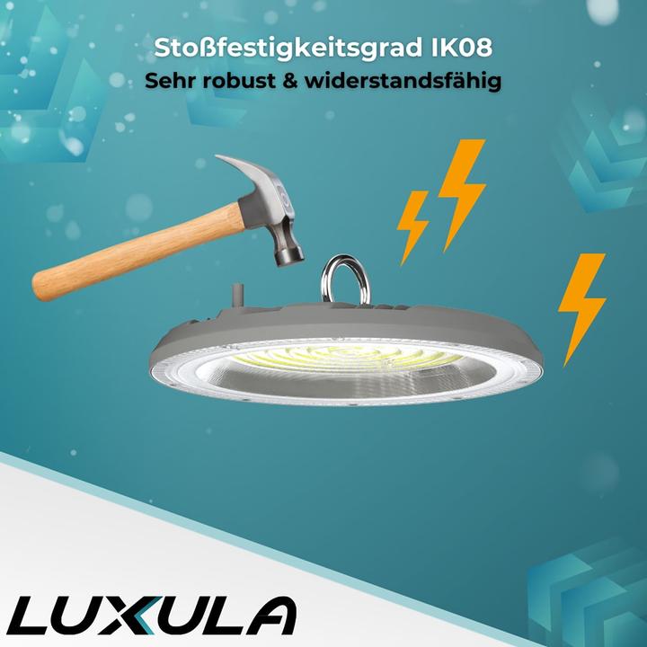 Produktbild Luxula LED-Hallenleuchte LX500136, HighBay, UFO, 150W, 15000lm, CCT, IP65 (15000 lm)