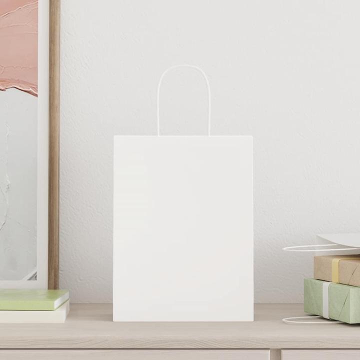 Actual product image VidaXL Kraft paper bags 250 pcs. with handle white 22x11x28 cm paper bag (Gift bag, 250 x)