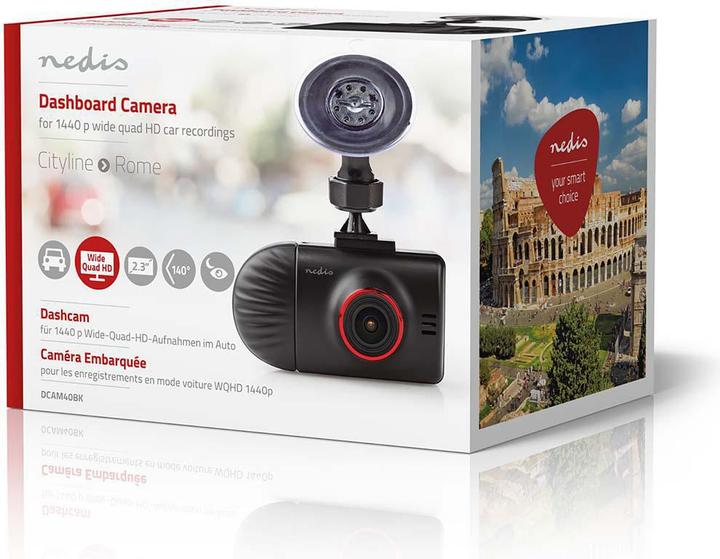 Immagine prodotto Nedis Cityline Roma, doppia videocamera da cruscotto 1440p, 2,3" (Ricevitore GPS, Bluetooth, Microfono incorporato, Display integrato, Accelerometro, Visione notturna, HD)