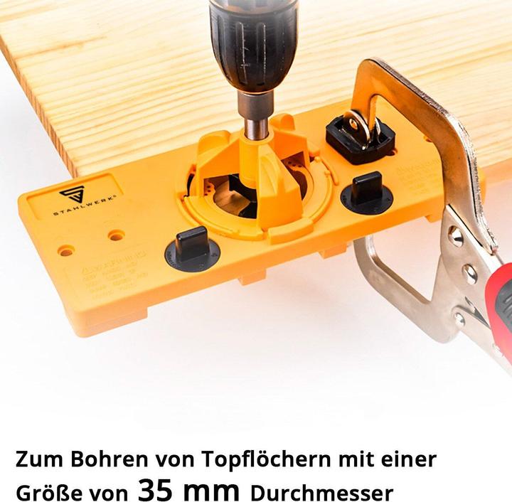Image du produit Stahlwerk Gabarit de perçage de bande de pot avec mèche Forstner de 35 mm Mèche à charnière (35 millimètres)