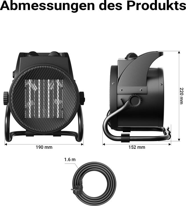 Actual product image Wiltec Keramik Heizstrahler 2kW Heizlüfter Heizgerät Schnellheizer Elektrisch (2000 W)
