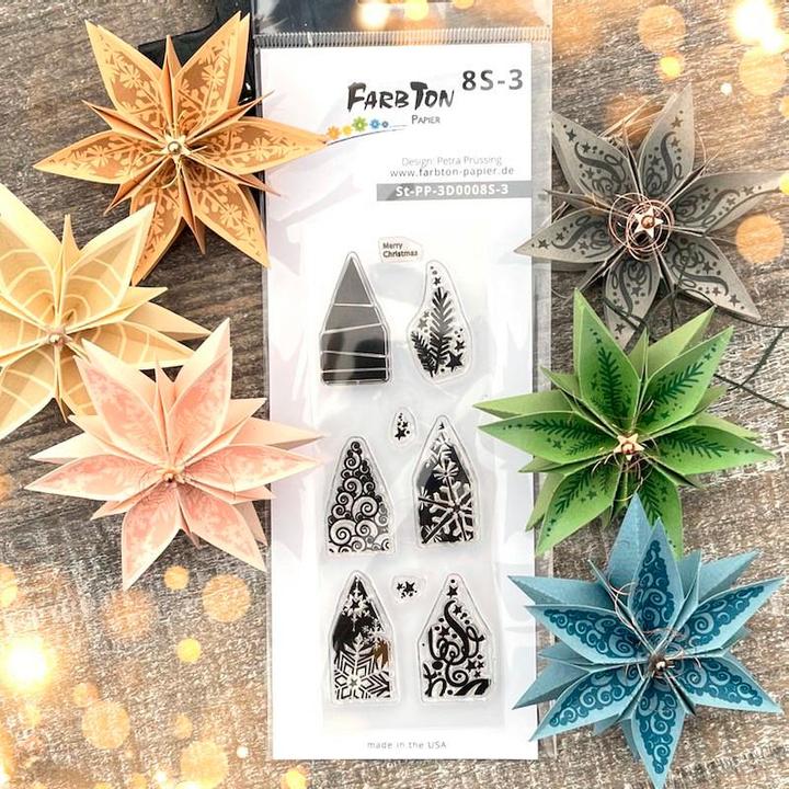 Produktbild FarbTon Silikonstempel für Faltstern Klein "Christmas"