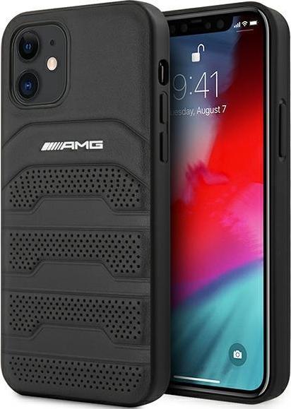 Actual product image Mercedes AMG AMHCP12SGSEBK iPhone 12 mini 5.4" czarny/black hardcase Leather Debossed Lines (Apple iPhone 12 mini)