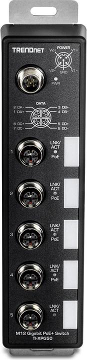 Produktbild Trendnet TI-XPG50 PoE+ Railway Switch 5-Port Industrial EN50155 M12 Gigabit (5 Ports)