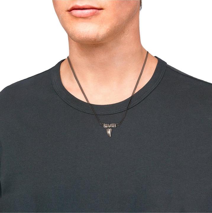 Image du produit S.Oliver Collier pour homme, cuir, acier inoxydable | dent (Acier inoxydable, Cuir, 40 cm)