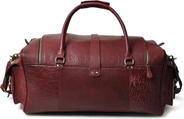 Immagine prodotto Only-Bags.Store Borsa Duffel da uomo in pelle di bufalo rosso ciliegia, grande borsa da viaggio, borsa da viaggio