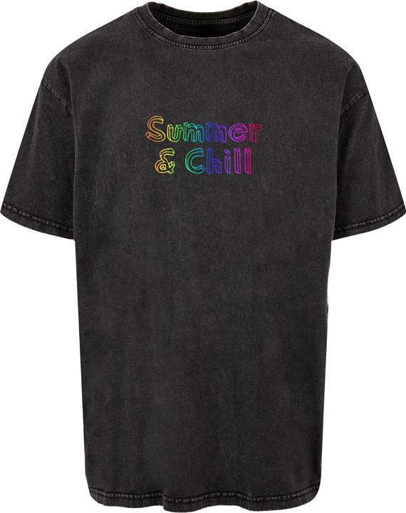 Merchcode Summer And Chill Rainbow Acid Washed Heavy Oversized Tee - 112843 (4XL)
