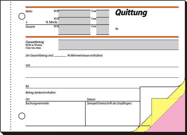 Produktbild Sigel Formularbuch "Quittung", mit MwSt.-Nachweis, A6 quer (40 x)