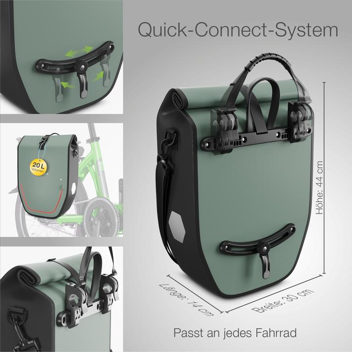 Produktbild Eloneo Fahrradtaschen wasserdicht mit LED (20 l, Gepäckträgertasche)