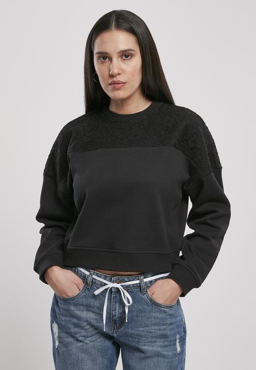 Immagine prodotto Urban Classics Girocollo corto da donna con inserto in pizzo sovradimensionato (L)