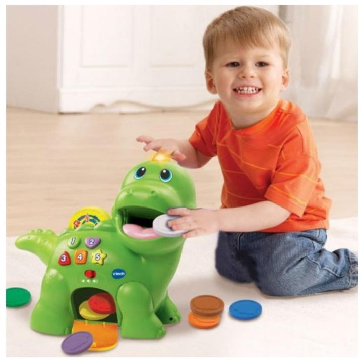 Actual product image VTech 157703 Baby Interactive Feed Me Dino | Musical Baby Toy with Numbers and Phrases (English Vers
