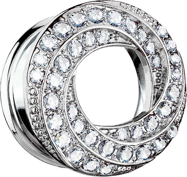 Immagine prodotto Star Piercing Tunnel svasato con volute di cristallo, argento (senza ottoneTitanio G23, Ottone acciaio chirurgico 316L)