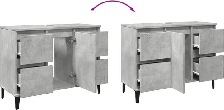 Actual product image VidaXL Waschbeckenunterschrank Unterschrank Badschrank Betongrau Holzwerkstoff (80 x 33 x 60 cm)