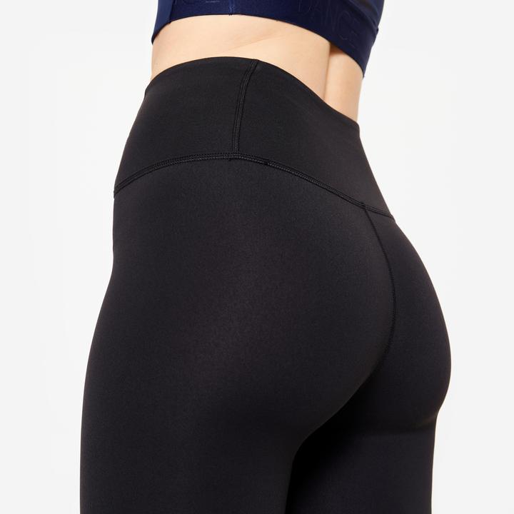 Produktbild Domyos Tanz-Leggings Damen flacher hoher Taillenbund Modern Dance - schwarz (W28/L31)
