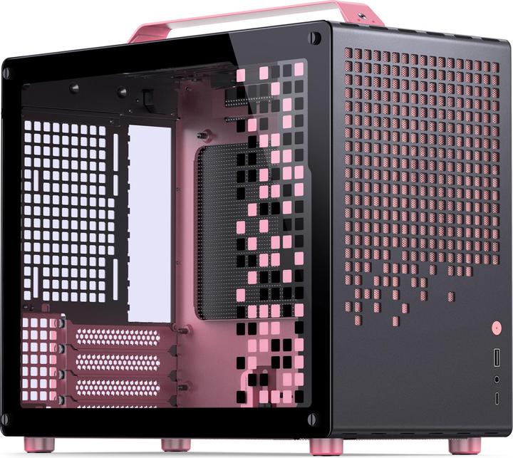 Actual product image Jonsplus MATX Handle Case Z20 - Black-Pink (mATX, Mini-ITX)