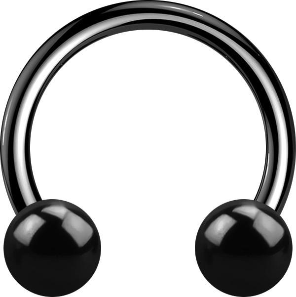 Star Piercing Micro Circular Barbell Innengewinde schwarz mit zwei Kugeln (Titan G23)