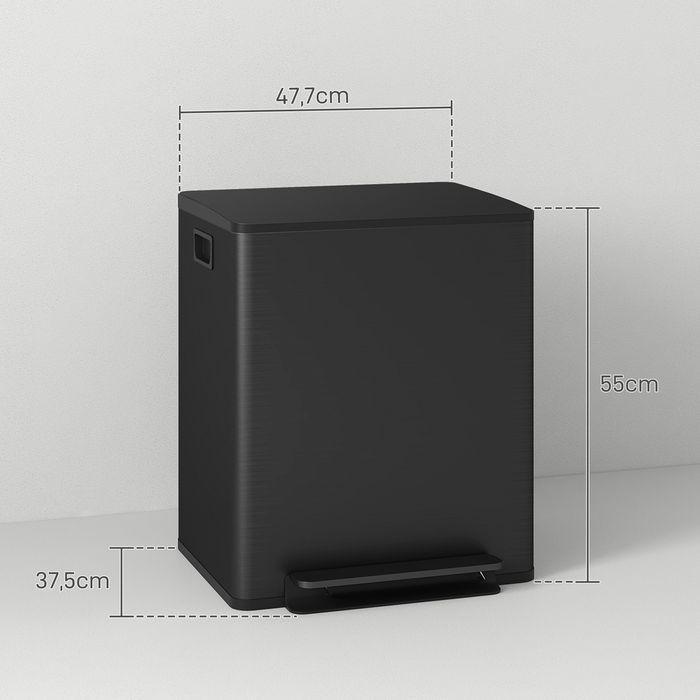Immagine prodotto Swisshandel24 Mülleimer 2 x 25L Treteimer mit Deckel, Fusspedal, Inneneimer, Edelstahl (50 l)