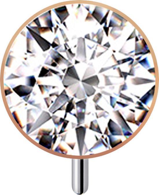 Image du produit Star Piercing Threadless demi-boule d'or rose avant avec cristal argenté (sans laiton, Titane G23)