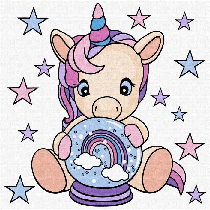 Image du produit Ideyka Peinture par numéros - La licorne rose 25 x 25 cm