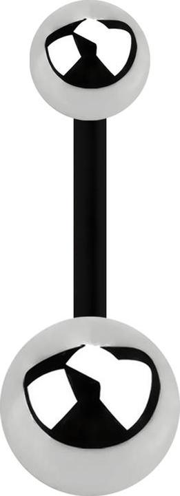 Produktbild Star Piercing Banane schwarz mit zwei Kugeln silber (Chirurgenstahl 316L, Bioflex, ohne Messing)
