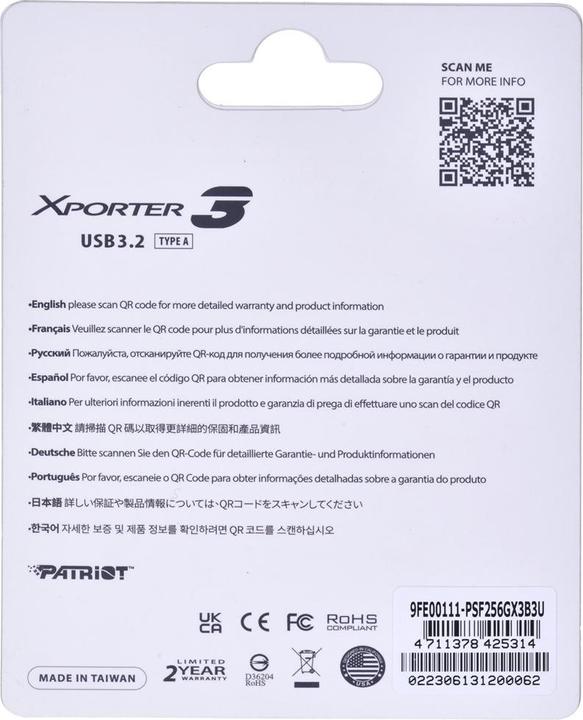 Image du produit Patriot PARTIOT FLASHDRIVE Xporter 3 256GB Type A USB3.2 (256 Go, USB-A)