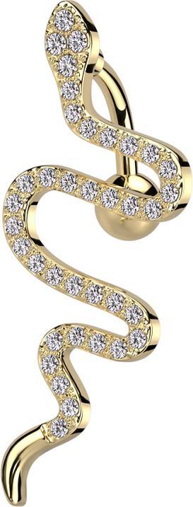 Produktbild Star Piercing Banane vergoldet mit Kugel Schlange Kristalle silber (Messing, Chirurgenstahl 316L)