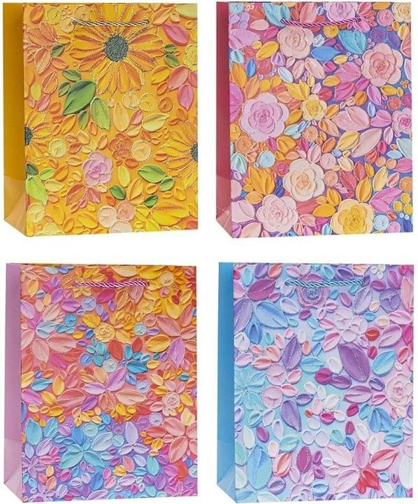 Produktbild Rozette Handtasche mit Glitzerblumen 26x32x10cm Mix ROSETT (Geschenktüte, 1 x)