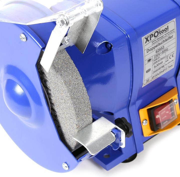 Actual product image Wiltec XPOtool Bench Grinder 250W Grinding Discs Ø 150mm with Coarse and Fine Grinding Disc (Bench grinder, 250 W)