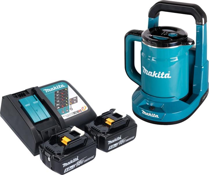 Actual product image Makita DKT 360 RT2 cordless kettle 36 V ( 2x 18 V ) 0.8 L + 2x rechargeable battery 5.0 Ah + charger (0.80 l)
