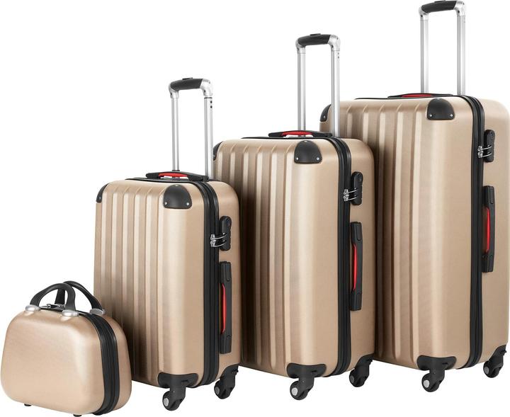 Actual product image tectake 800763 Suitcase set 4-pcs, champagne | No. 403411 (90 l, M (50 - 90l), L (90 - 115l), XL (from 140l))