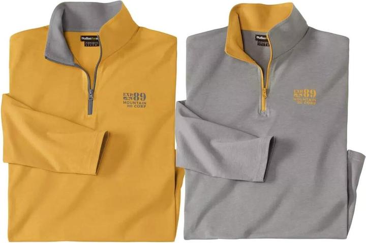 Actual product image Atlas For Men Mens Zip Neck Top (Pack of 2) (XXL)