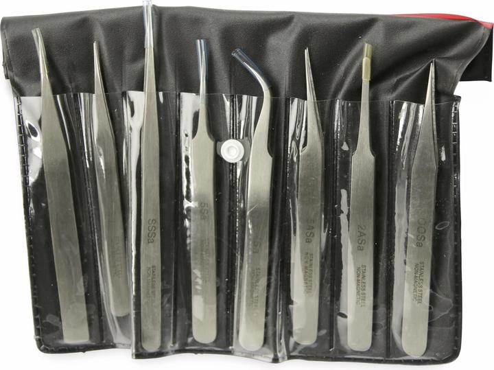 Actual product image Eneroid Stainless steel precision tweezers set, 8 pieces