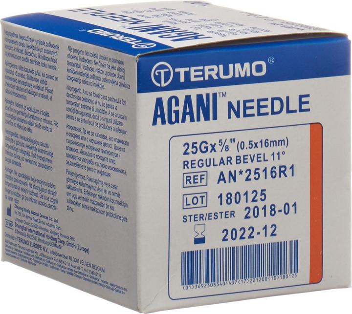Actual product image Terumo Agani Disposable Cannula 25G 0.5x16mm orange (100 pcs)
