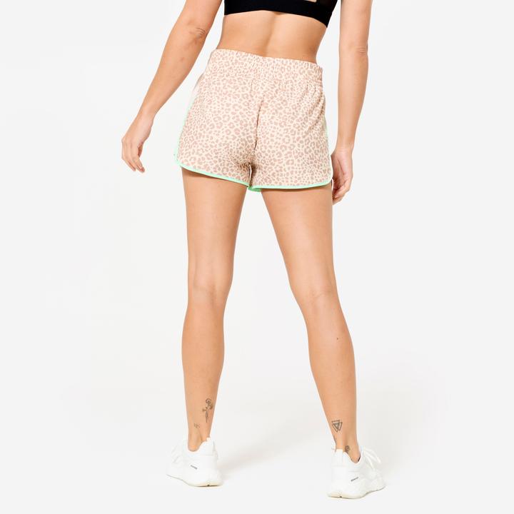 Produktbild Domyos Shorts kurz leicht - beige/grün Leo-Print (M)