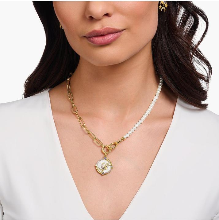 Produktbild Thomas Sabo Kettenanhänger mit Halbmond und bunten Steinen vergoldet (925er Silber, Emaille)