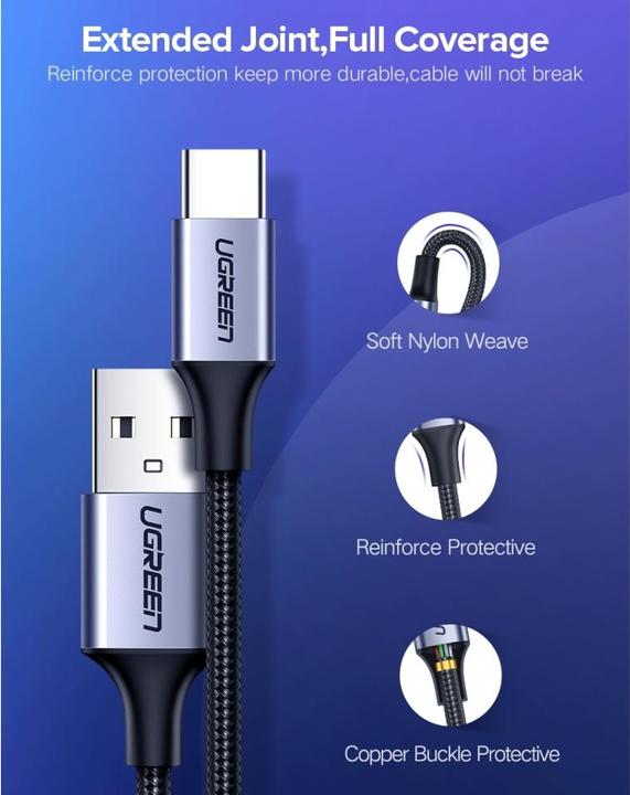 Image du produit Ugreen Câble de charge USB-C QC3.0 (1.50 m, USB 3.0)