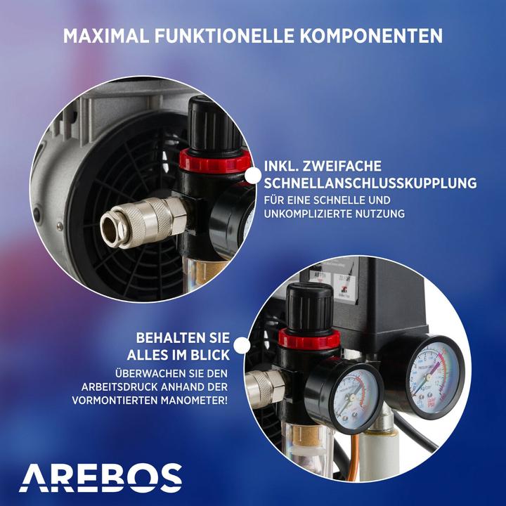 Actual product image Arebos Whisper compressor (8 bar, 12 l)