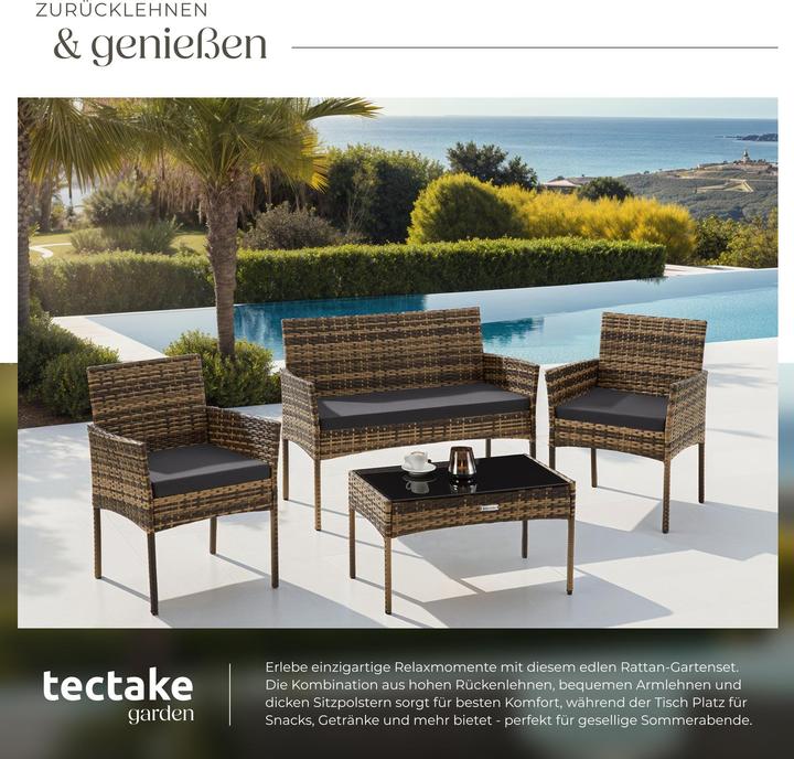 Image du produit tectake Salon de jardin en rotin Palese pour 4 personnes