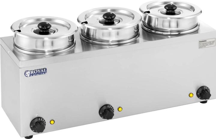 Royal Catering Bain Marie Rund Speisenwärmer Wasserbad Suppenstation Warmhalter 3 Behälter